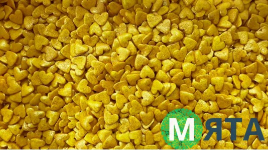 Сахарная посыпка Сердечки золотые