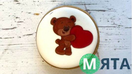 Пряник круглый, Мишка с сердцем