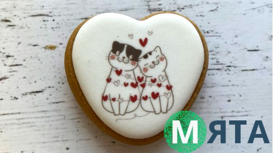 Пряник сердце Котики №2