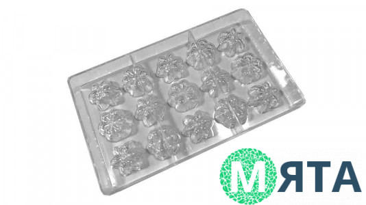 Поликарбонатная форма для конфет Цветочки, 15 шт