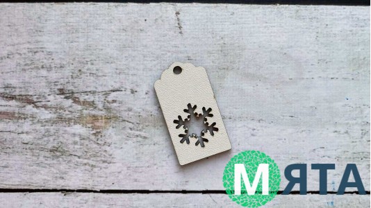 Деревянная бирка Белая Снежинка
