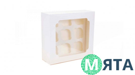 Коробка на 9 капкейков, Белая