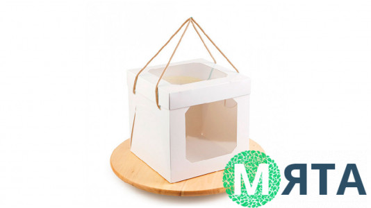 Коробка бокс с ручками 21х21х21 см, Белая