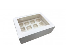 Коробка на 12 капкейков, белая с окном