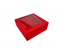 Коробка 15х15х6, Красная с окном