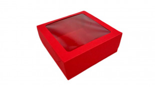 Коробка 15х15х6, Красная с окном