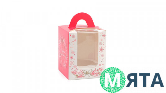 Коробка для 1 капкейка, Красный веночек