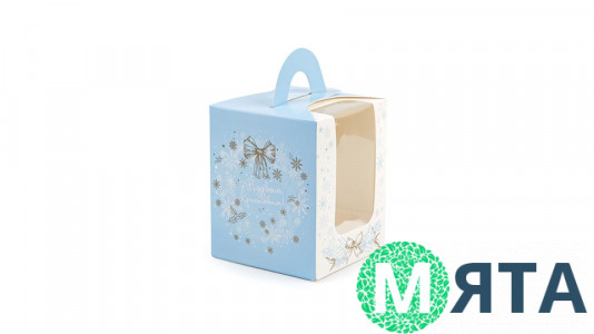 Коробка для 1 капкейка, Голубой веночек