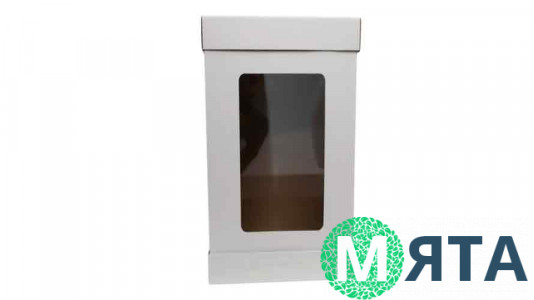 Коробка для торта 35х35х75 см, прямоугольное окно