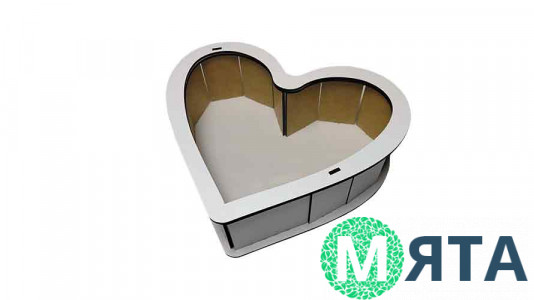 Деревянная коробка Сердце 25 см, лхдф