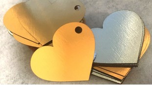 Бирка Сердце, картон золото/серебро