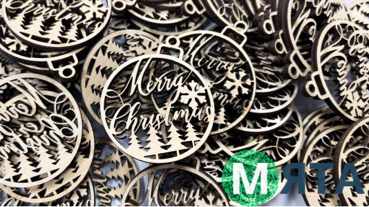 Деревянная бирка Merry Christmas