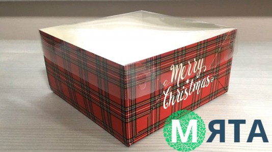 Коробка 16х16х8, Красная клетка