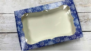 Коробка 20х30х3, Синяя снежинка