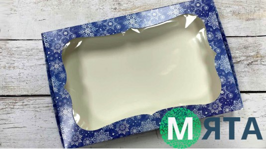 Коробка 20х30х3, Синяя снежинка