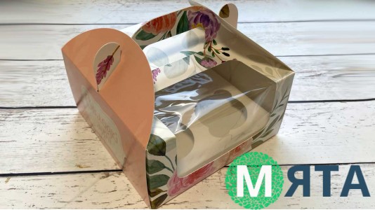 Коробка 4 капкейка с ручкой, Солодкі Мрії