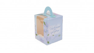 Коробка для 1 капкейка, с ручкой, Голубая