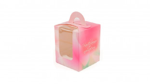 Коробка для 1 капкейка, с ручкой, Розовая