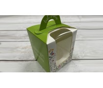 Коробка для 1 капкейка, с ручкой, зеленая