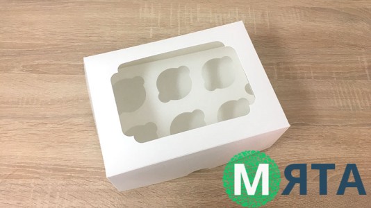 Коробка для 6 капкейков, с окошком