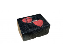 Коробка для десертов 15х21х10, Черная с сердцами