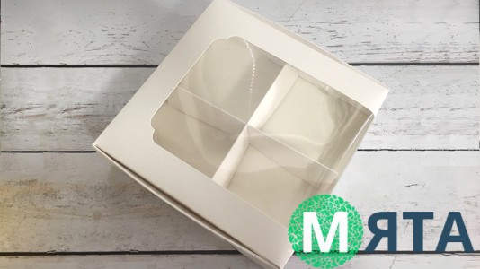 Коробка для десертов 20х20х6 см, белая