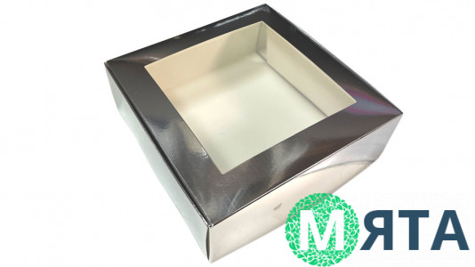Коробка для десертов 20х20х7 см, Серебро