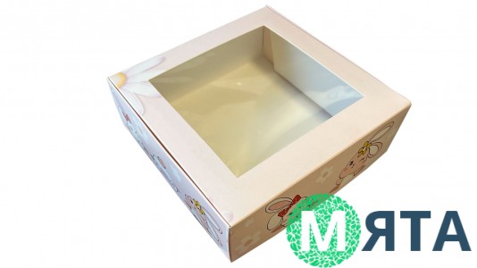 Коробка для десертов 20х20х7 см, Зайчики