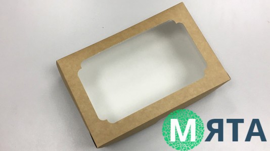 Коробка для эклеров с окном, Крафт