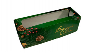 Коробка для макаронсов Веселих Свят, зеленая