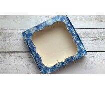 Коробка для пряников  20х20 см, Синяя Снежинка