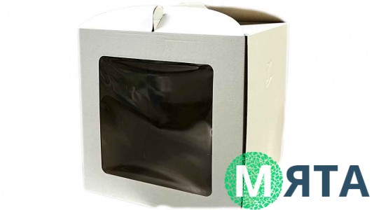 Коробка для торта 30х30х30, прямоугольное окно