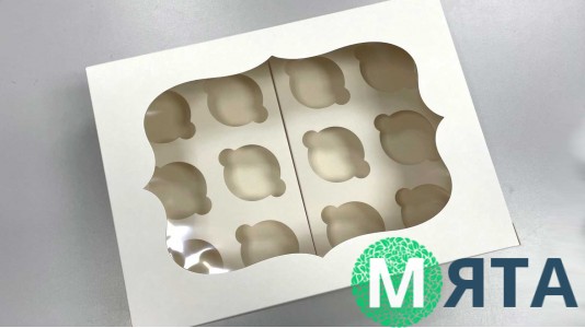 Коробка на 12 капкейков, Белая