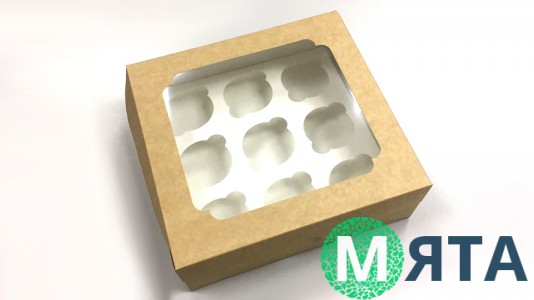 Коробка на 9 капкейков, Крафт