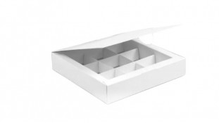 Коробка на 9 конфет, Белая без окна