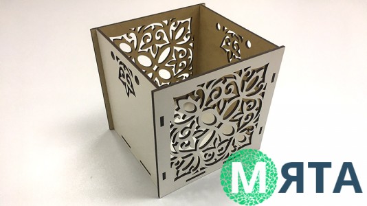 Деревянная коробка Куб 12х12х12 см, Вензель