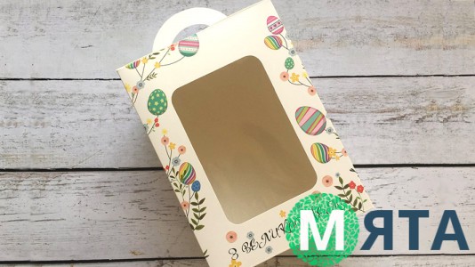 Пасхальная коробка 14х14х18 см, Принт