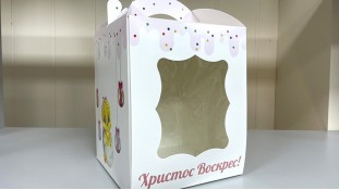 Пасхальная коробка 17х17х21 см, Принт с цыпленком