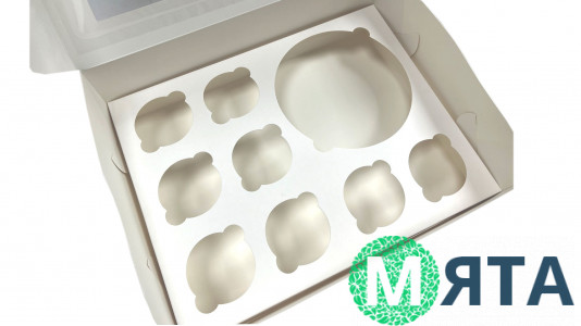 Вкладка в коробку, Бенто+8 капкейков