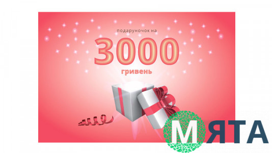 Подарочный сертификат 3000 грн,  в конверте