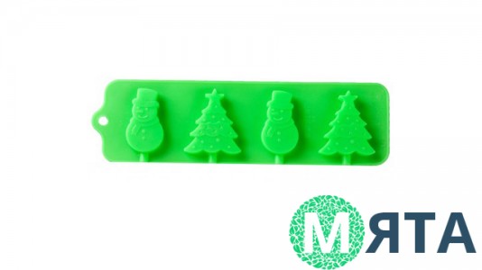 Силиконовая форма для леденцов Снеговики-елки