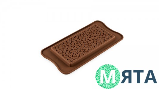 Силиконовая форма Плитка Шоколада Сердечки