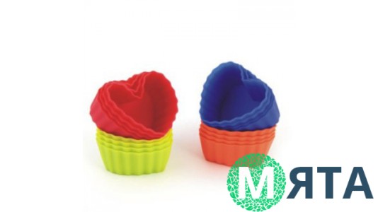 Набор силиконовых порционных форм Сердечки рифлёные. 10 штук