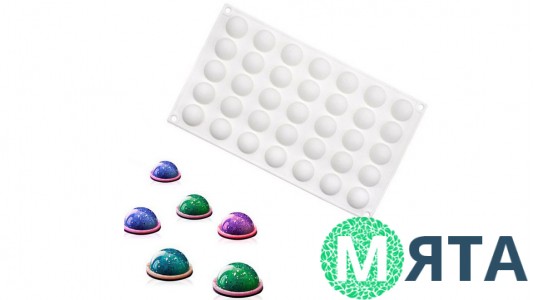 Силиконовая форма для евродесертов Полусферы мини