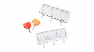 Силиконовая форма для мороженого Эскимо Сердца, 3 шт Силиконовая форма для мороженого Эскимо Сердца, 3 шт