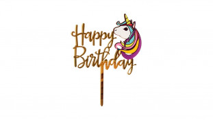 Топпер Happy Birthday с единорогом, акрил