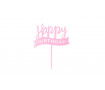 Топпер Happy Birthday №25 розовый, пластик