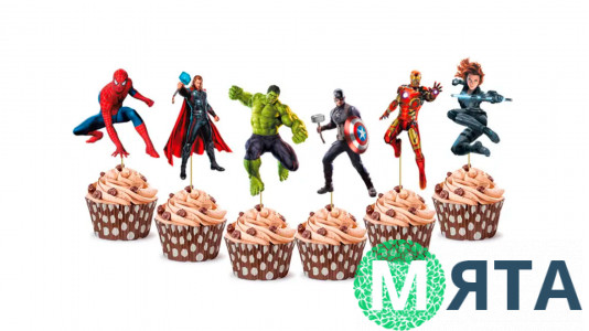 Мини-Топперы Супергерои, картон