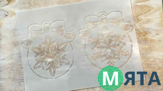 Трафарет Елочные шары с бантами №3, 20х15 см