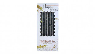 Свечи для торта черные с брызгами, 6 шт